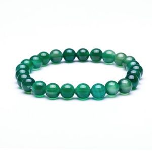 Bead Bracelet Stretch Light Emerald Green
